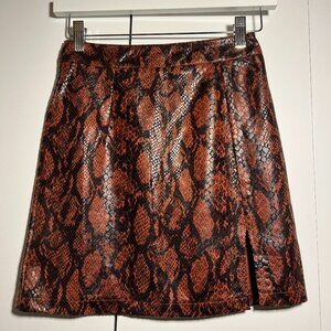 LIONESS - Snakeskin Mini Skirt with Slit - XS